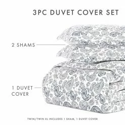 Best Pirce 😍 Best Sale 🌟 Coarse Paisley Patterned Performance Navy King 3-Piece Duvet Cover Set by Becky Cameron 🎁 💯 -Becky Cameron Shop becky cameron bedding sets ieh duv cop k na 44 1000