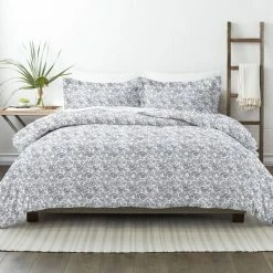 Best Pirce 😍 Best Sale 🌟 Coarse Paisley Patterned Performance Navy King 3-Piece Duvet Cover Set by Becky Cameron 🎁 💯