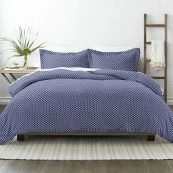 Cheapest 🔔 Hot Sale ✔️ Quatrefoil Patterned Performance Navy King 3-Piece Duvet Cover Set by Becky Cameron 🎉 😍
