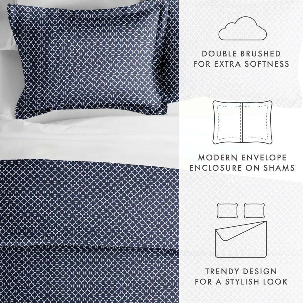 Cheapest ๐ Hot Sale โ๏ธ Quatrefoil Patterned Performance Navy King 3-Piece Duvet Cover Set by Becky Cameron ๐ ๐ 2 Cheapest ๐ Hot Sale โ๏ธ Quatrefoil Patterned Performance Navy King 3-Piece Duvet Cover Set by Becky Cameron ๐ ๐ - Image 2