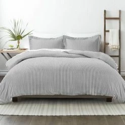 Cheapest 😀 Budget ⌛ Ribbon Patterned Performance Gray Queen 3-Piece Duvet Cover Set by Becky Cameron 🥰 ✨