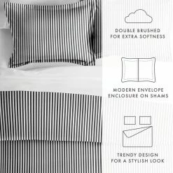 Cheapest 😀 Budget ⌛ Ribbon Patterned Performance Gray Queen 3-Piece Duvet Cover Set by Becky Cameron 🥰 ✨ -Becky Cameron Shop becky cameron bedding sets ieh duv ri q gr c3 1000