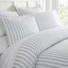 Best deal 👍 Deals 🎉 Rugged Stripes Patterned Performance Light Gray Microfiber 3-Piece Duvet Cover Set by Becky Cameron 🎁 ✨