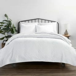 Best Sale 🤩 Promo 🔔 Damask White Microfiber King Performance Quilted Coverlet Set by Becky Cameron 🎉 😉 -Becky Cameron Shop becky cameron bedding sets ieh qlt da k wh 1f 1000