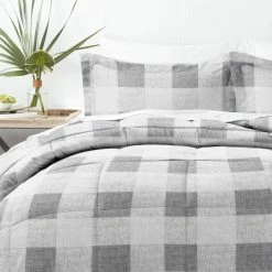 Buy 👏 Wholesale 💯 3-Piece Gray Gingham Pattern Microfiber Twin / Twin Extra Long Down-Alternative Comforter Set by Becky Cameron ⌛ 🛒 -Becky Cameron Shop becky cameron bedding sets ih cmf gng t gr 1f 1000