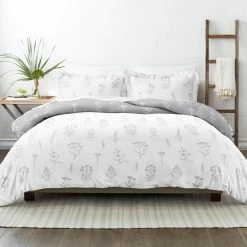 Best deal 🧨 Coupon 😉 Light Gray Botany Floral Print 3-Piece Reversible Twin/Twin Extra Long Duvet Cover Set by Becky Cameron 🤩 😀
