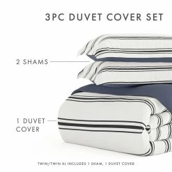 Promo ✨ Brand new ✨ Navy Desert Stripe Print 3-Piece Reversible Full/Queen Duvet Cover Set by Becky Cameron 😍 🎉 -Becky Cameron Shop becky cameron bedding sets ih dsp des q na 44 1000