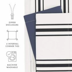 Promo ✨ Brand new ✨ Navy Desert Stripe Print 3-Piece Reversible Full/Queen Duvet Cover Set by Becky Cameron 😍 🎉 -Becky Cameron Shop becky cameron bedding sets ih dsp des q na 4f 1000