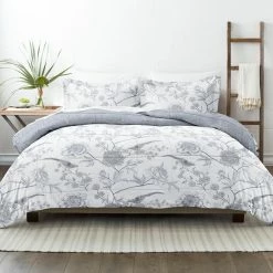 Brand new ๐ Deals ๐ Premium Down Alternative Light Blue Molly Botanicals Reversible Microfiber King Comforter Set by Becky Cameron ๐ โ