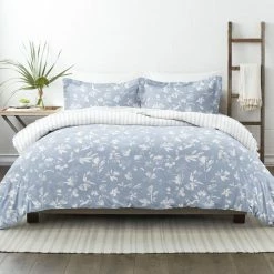 Best Pirce ✔️ Cheap 😀 Premium Ultra Soft Light Blue Country Home Pattern Reversible Full/Queen Microfiber 3-Piece Duvet Cover Set by Becky Cameron 👍 ✨
