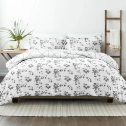 Buy 💯 Flash Sale 🔥 Premium Ultra Soft Gray Edgy Flowers Pattern 3-Piece Microfiber King Reversible Duvet Cover Set by Becky Cameron ⭐ 🔔 -Becky Cameron Shop becky cameron duvet covers ieh dpp edf king gray 4f 1000