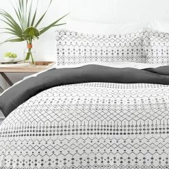 Best Pirce 🛒 Discount ✔️ Premium Ultra Soft Gray Etched Gate Pattern 3-Piece Microfiber King Reversible Duvet Cover Set by Becky Cameron 🔥 🤩