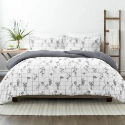 Budget ❤️ Flash Sale 🤩 Premium Ultra Soft Gray Flower Field Pattern Reversible Twin Microfiber 2-Piece Duvet Cover Set by Becky Cameron 🎉 🥰