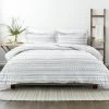 New 🧨 Best Pirce 🔔 Premium Ultra Soft Light Gray Geo Threads Pattern Full/Queen Microfiber 3-Piece Duvet Cover Set by Becky Cameron 👏 🔥