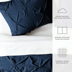Deals 🌟 Discount 🔔 Premium Ultra Soft Navy Pinch Pleat King Microfiber 3-Piece Duvet Cover Set by Becky Cameron 🔔 🔔 -Becky Cameron Shop becky cameron duvet covers ieh duvpp king navy 4f 1000