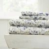 Promo 🧨 Best Sale 🎁 Home Collection 4-Piece Light Blue Floral Microfiber King Sheet Set by Becky Cameron 🔔 🎉