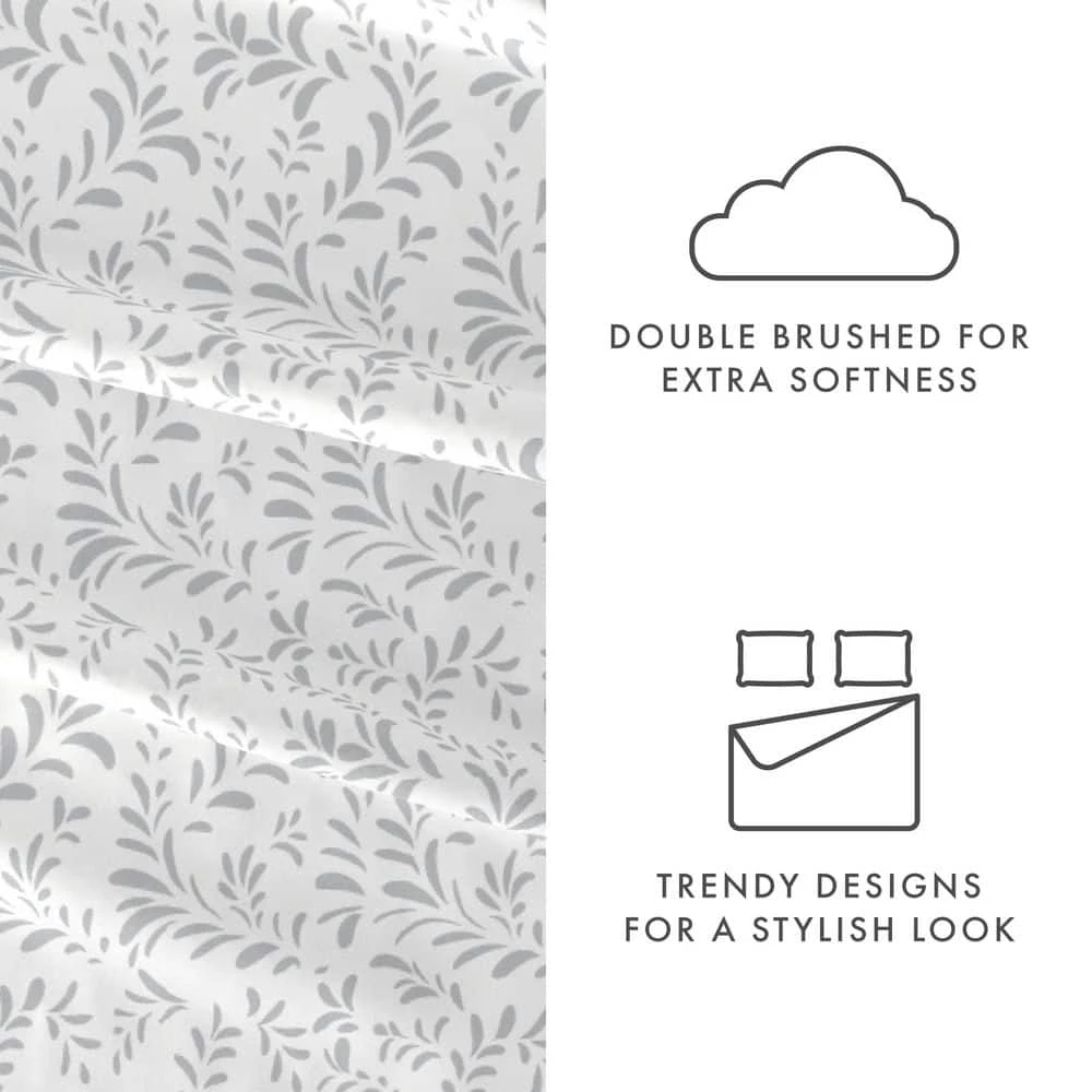 Coupon 🌟 New ⌛ 4-Piece Gray Floral Microfiber King Sheet Set by Becky Cameron 🔔 🔥 3 Coupon 🌟 New ⌛ 4-Piece Gray Floral Microfiber King Sheet Set by Becky Cameron 🔔 🔥 - Image 3