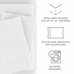 Wholesale 😀 Best Sale ✔️ Premium Ultra Soft 4-Piece White Chambray Style Pattern Microfiber King Sheet Set by Becky Cameron 🛒 🥰 -Becky Cameron Shop becky cameron sheet sets ieh 4pc chb king white 1f 1000
