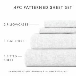 Wholesale 😀 Best Sale ✔️ Premium Ultra Soft 4-Piece White Chambray Style Pattern Microfiber King Sheet Set by Becky Cameron 🛒 🥰 -Becky Cameron Shop becky cameron sheet sets ieh 4pc chb king white 44 1000