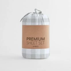 Top 10 🌟 Best deal 🧨 Premium Ultra Soft 4-Piece Light Gray Country Plaid Pattern Microfiber Queen Sheet Set by Becky Cameron 🔔 ⌛ -Becky Cameron Shop becky cameron sheet sets ieh 4pc cpl queen lgray 44 1000