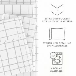 Promo 🌟 Brand new 💯 Premium Ultra Soft 4-Piece Light Gray Crossroad Pattern Microfiber Queen Sheet Set by Becky Cameron 😀 👏 -Becky Cameron Shop becky cameron sheet sets ieh 4pc crr queen lgray 1f 1000