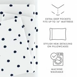 Coupon 🔔 Coupon ❤️ Premium Ultra Soft 4-Piece Navy Dots Pattern Microfiber Queen Sheet Set by Becky Cameron ✨ 🌟 -Becky Cameron Shop becky cameron sheet sets ieh 4pc dot queen navy 1f 1000