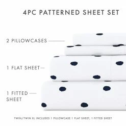 Coupon 🔔 Coupon ❤️ Premium Ultra Soft 4-Piece Navy Dots Pattern Microfiber Queen Sheet Set by Becky Cameron ✨ 🌟 -Becky Cameron Shop becky cameron sheet sets ieh 4pc dot queen navy 44 1000