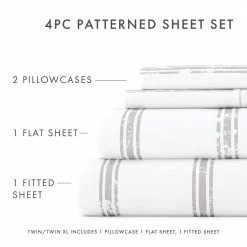 Best reviews of 👏 Top 10 ❤️ Premium Ultra Soft 4-Piece Light Gray Distressed Line Pattern Microfiber California King Sheet Set by Becky Cameron ✔️ 😉 -Becky Cameron Shop becky cameron sheet sets ieh 4pc dsl calking lgray 1f 1000