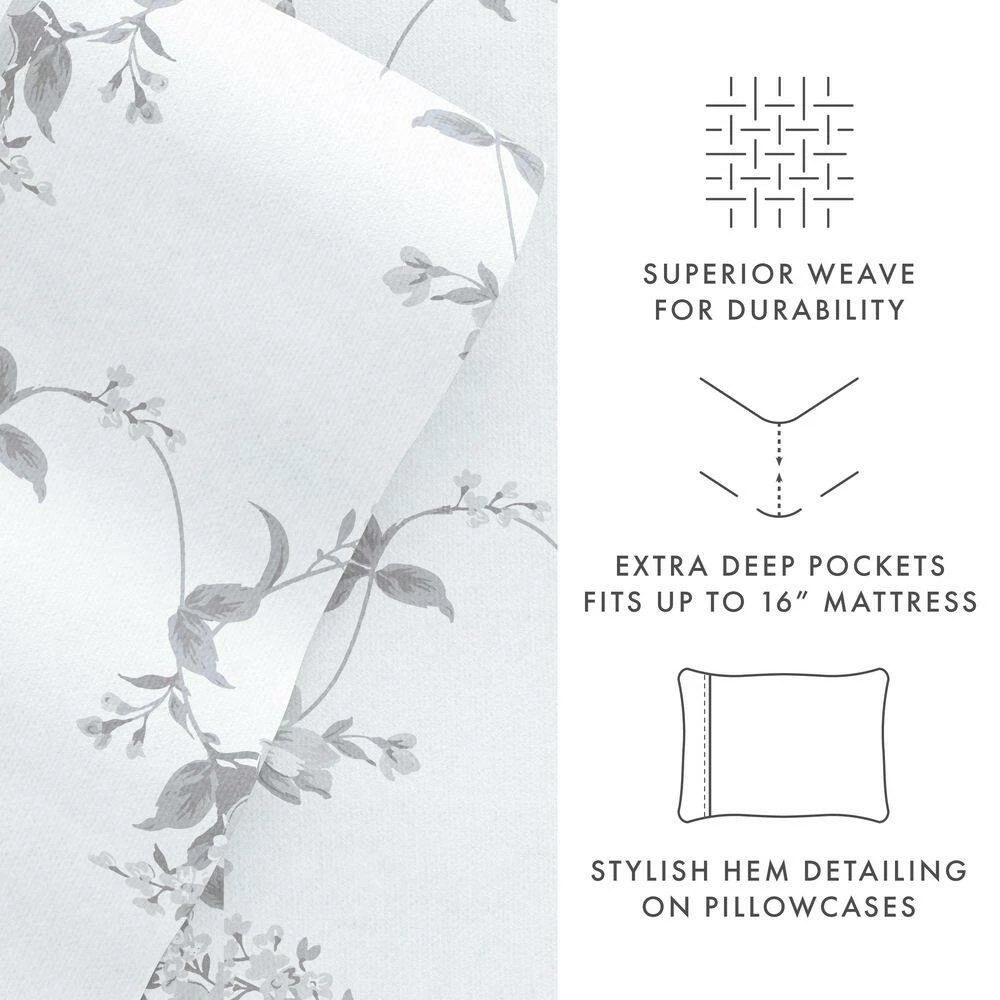 Best Sale ๐ Budget ๐งจ Premium 4 Piece Gray Sylvan Rose Flannel Queen Sheet Set by Becky Cameron ๐ โญ 4 Best Sale ๐ Budget ๐งจ Premium 4 Piece Gray Sylvan Rose Flannel Queen Sheet Set by Becky Cameron ๐ โญ - Image 4