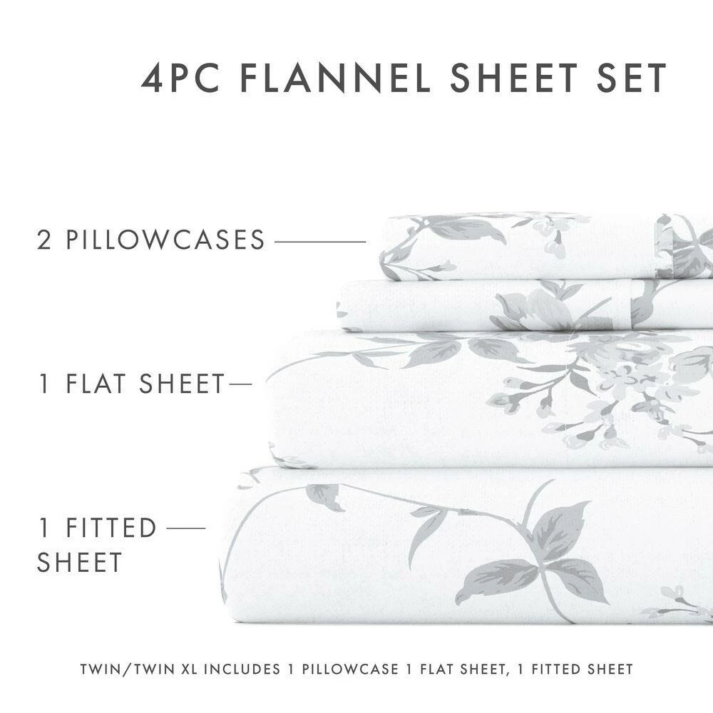 Best Sale ๐ Budget ๐งจ Premium 4 Piece Gray Sylvan Rose Flannel Queen Sheet Set by Becky Cameron ๐ โญ 6 Best Sale ๐ Budget ๐งจ Premium 4 Piece Gray Sylvan Rose Flannel Queen Sheet Set by Becky Cameron ๐ โญ - Image 6
