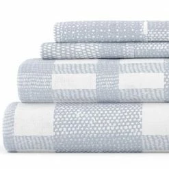 Outlet 🎉 Discount 👏 Premium Light Blue Woven 4-Piece Flannel Queen Bed Sheet Set by Becky Cameron 🌟 👏