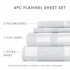 Outlet 🎉 Discount 👏 Premium Light Blue Woven 4-Piece Flannel Queen Bed Sheet Set by Becky Cameron 🌟 👏 -Becky Cameron Shop becky cameron sheet sets ieh 4pc fwo queen lblue fa 1000