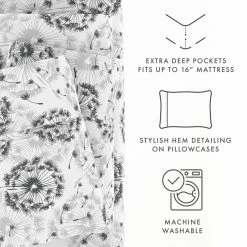 Promo 💯 Brand new 😍 Home Collection 4-Piece Gray Floral Microfiber Queen Sheet Set by Becky Cameron 🌟 🥰 -Becky Cameron Shop becky cameron sheet sets ieh 4pc maw q gr 1f 1000