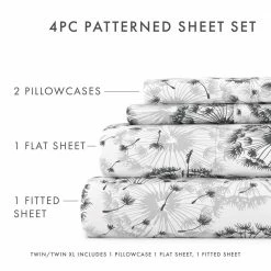Promo 💯 Brand new 😍 Home Collection 4-Piece Gray Floral Microfiber Queen Sheet Set by Becky Cameron 🌟 🥰 -Becky Cameron Shop becky cameron sheet sets ieh 4pc maw q gr 44 1000