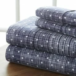 Outlet 😍 Outlet ✨ 4-Piece Navy Geometric Microfiber King Sheet Set by Becky Cameron 🌟 😀