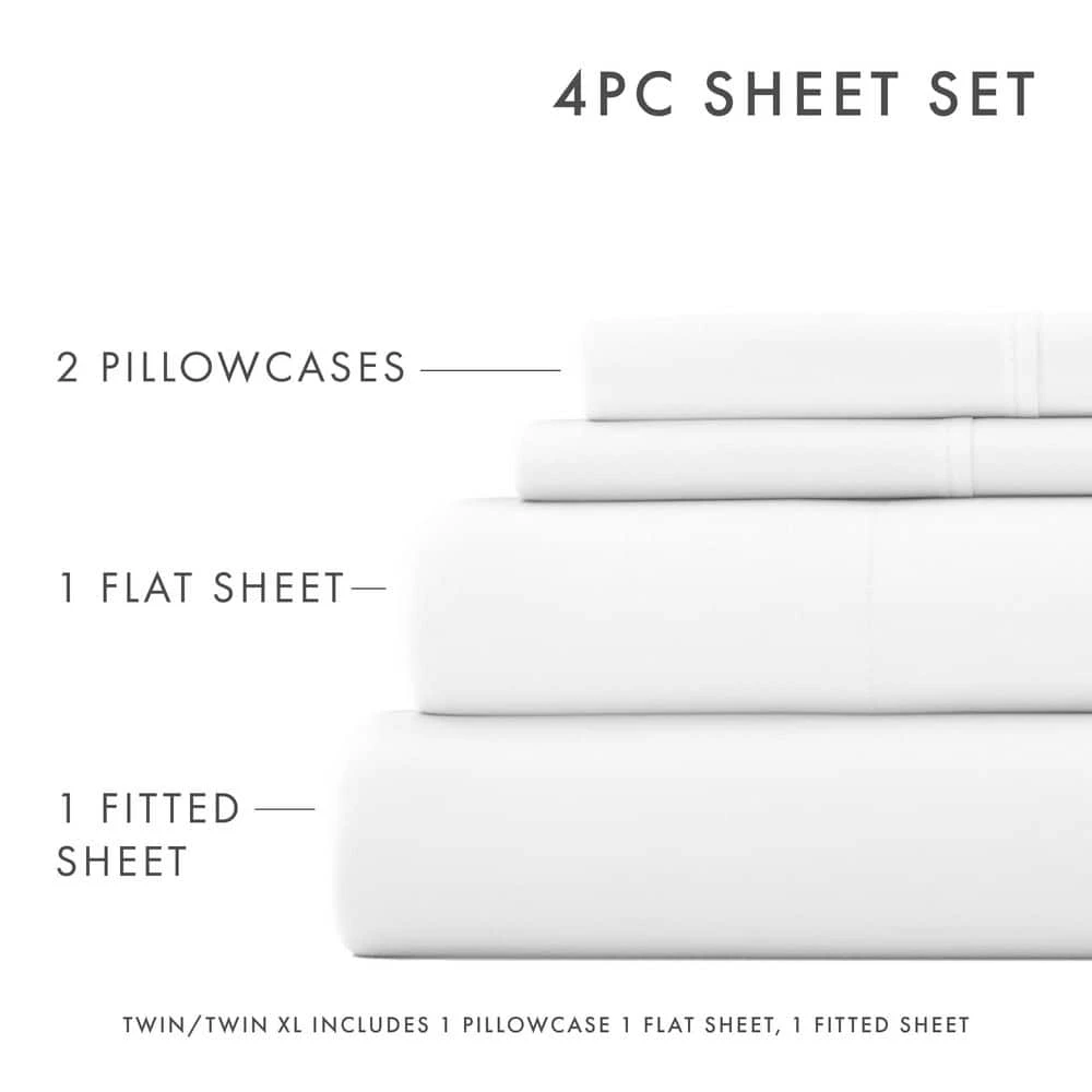 Outlet 💯 Outlet 😀 4-Piece White Solid Microfiber Queen Sheet Set by Becky Cameron 🥰 🌟 7 Outlet 💯 Outlet 😀 4-Piece White Solid Microfiber Queen Sheet Set by Becky Cameron 🥰 🌟 - Image 7