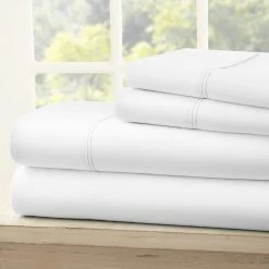 Outlet 💯 Outlet 😀 4-Piece White Solid Microfiber Queen Sheet Set by Becky Cameron 🥰 🌟 10 Outlet 💯 Outlet 😀 4-Piece White Solid Microfiber Queen Sheet Set by Becky Cameron 🥰 🌟 -Becky Cameron Shop becky cameron sheet sets ieh 4pc queen wh 66 1000