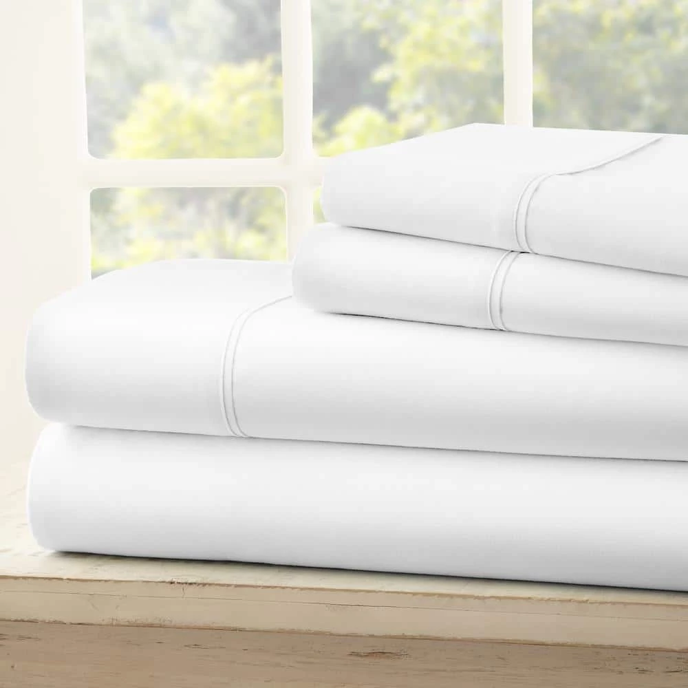 Outlet 💯 Outlet 😀 4-Piece White Solid Microfiber Queen Sheet Set by Becky Cameron 🥰 🌟 3 Outlet 💯 Outlet 😀 4-Piece White Solid Microfiber Queen Sheet Set by Becky Cameron 🥰 🌟 - Image 3