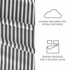 Cheapest ✔️ Flash Sale 🥰 4-Piece Gray Striped Microfiber Queen Sheet Set by Becky Cameron 😀 ✨ -Becky Cameron Shop becky cameron sheet sets ieh 4pc ri q gr 4f 1000
