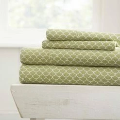 Coupon 😍 Wholesale ⌛ 4-Piece Sage Geometric Microfiber King Sheet Set by Becky Cameron 🔥 ✨