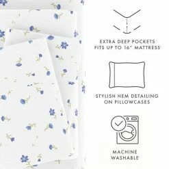 Promo 🤩 Best reviews of 😀 Home Collection 4-Piece Light Blue Floral Microfiber Queen Sheet Set by Becky Cameron ⭐ 😉 -Becky Cameron Shop becky cameron sheet sets ieh 4pc sfl q lb 1f 1000