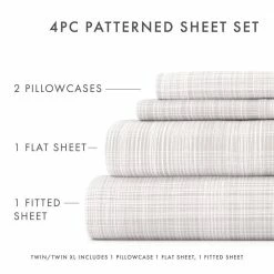 Discount 😀 Best Pirce 🎉 4-Piece Gray Plaid Microfiber Queen Sheet Set by Becky Cameron 🥰 ⌛ -Becky Cameron Shop becky cameron sheet sets ieh 4pc th q gr 44 1000