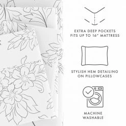 Best deal 😀 Deals 🧨 4-Piece Gray Floral Microfiber Queen Sheet Set by Becky Cameron ❤️ 🔥 -Becky Cameron Shop becky cameron sheet sets ieh 4pc vi q gr 1f 1000