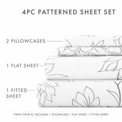 Best deal 😀 Deals 🧨 4-Piece Gray Floral Microfiber Queen Sheet Set by Becky Cameron ❤️ 🔥 -Becky Cameron Shop becky cameron sheet sets ieh 4pc vi q gr 44 1000