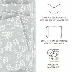 Top 10 ๐ Cheap โ๏ธ 4-Piece Gray Floral Microfiber Queen Sheet Set by Becky Cameron ๐ โ๏ธ 9 Top 10 ๐ Cheap โ๏ธ 4-Piece Gray Floral Microfiber Queen Sheet Set by Becky Cameron ๐ โ๏ธ -Becky Cameron Shop becky cameron sheet sets ieh 4pc wt q gr 1f 1000