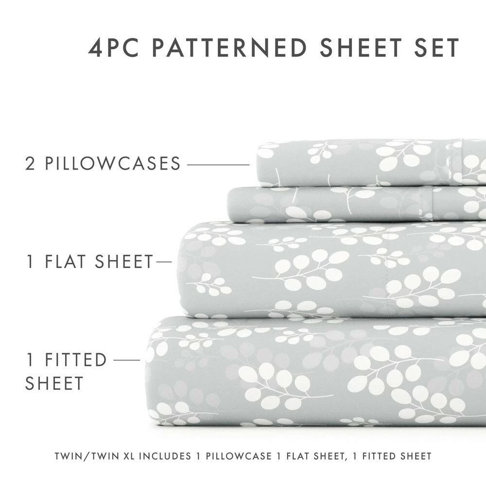 Top 10 ๐ Cheap โ๏ธ 4-Piece Gray Floral Microfiber Queen Sheet Set by Becky Cameron ๐ โ๏ธ 5 Top 10 ๐ Cheap โ๏ธ 4-Piece Gray Floral Microfiber Queen Sheet Set by Becky Cameron ๐ โ๏ธ - Image 5