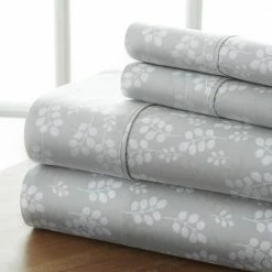 Top 10 😍 Cheap ✔️ 4-Piece Gray Floral Microfiber Queen Sheet Set by Becky Cameron 🎁 ✔️