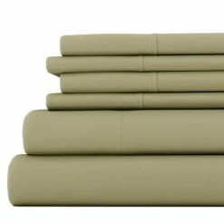 Promo ✔️ Flash Sale 😉 6-Piece Sage Solid Microfiber Queen Sheet Set by Becky Cameron 🔥 🔥
