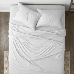 Wholesale 😉 Budget ❤️ 4-Piece White Geometric Microfiber King Sheet Set by Becky Cameron 👏 ❤️ -Becky Cameron Shop becky cameron sheet sets ieh chev king wh 44 1000