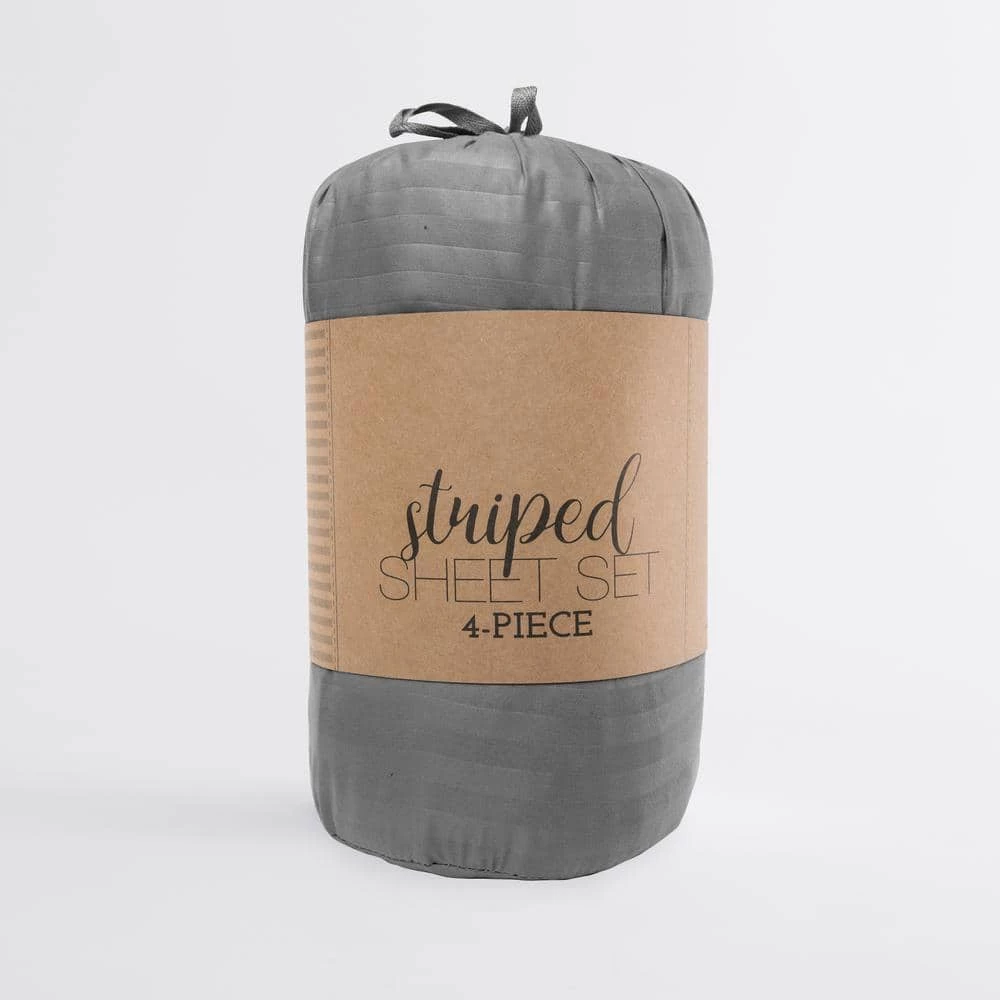 New ๐งจ Deals ๐ 4-Piece Gray Striped Microfiber King Sheet Set by Becky Cameron โจ ๐ 5 New ๐งจ Deals ๐ 4-Piece Gray Striped Microfiber King Sheet Set by Becky Cameron โจ ๐ - Image 5